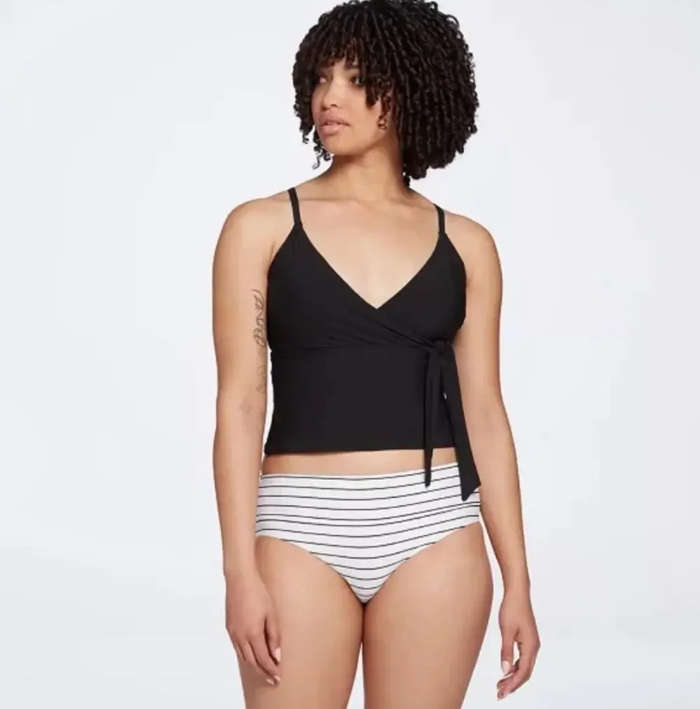 NWT New CALIA Carrie Underwood Pure Black Front Tie Swim Tankini Women's Size XS